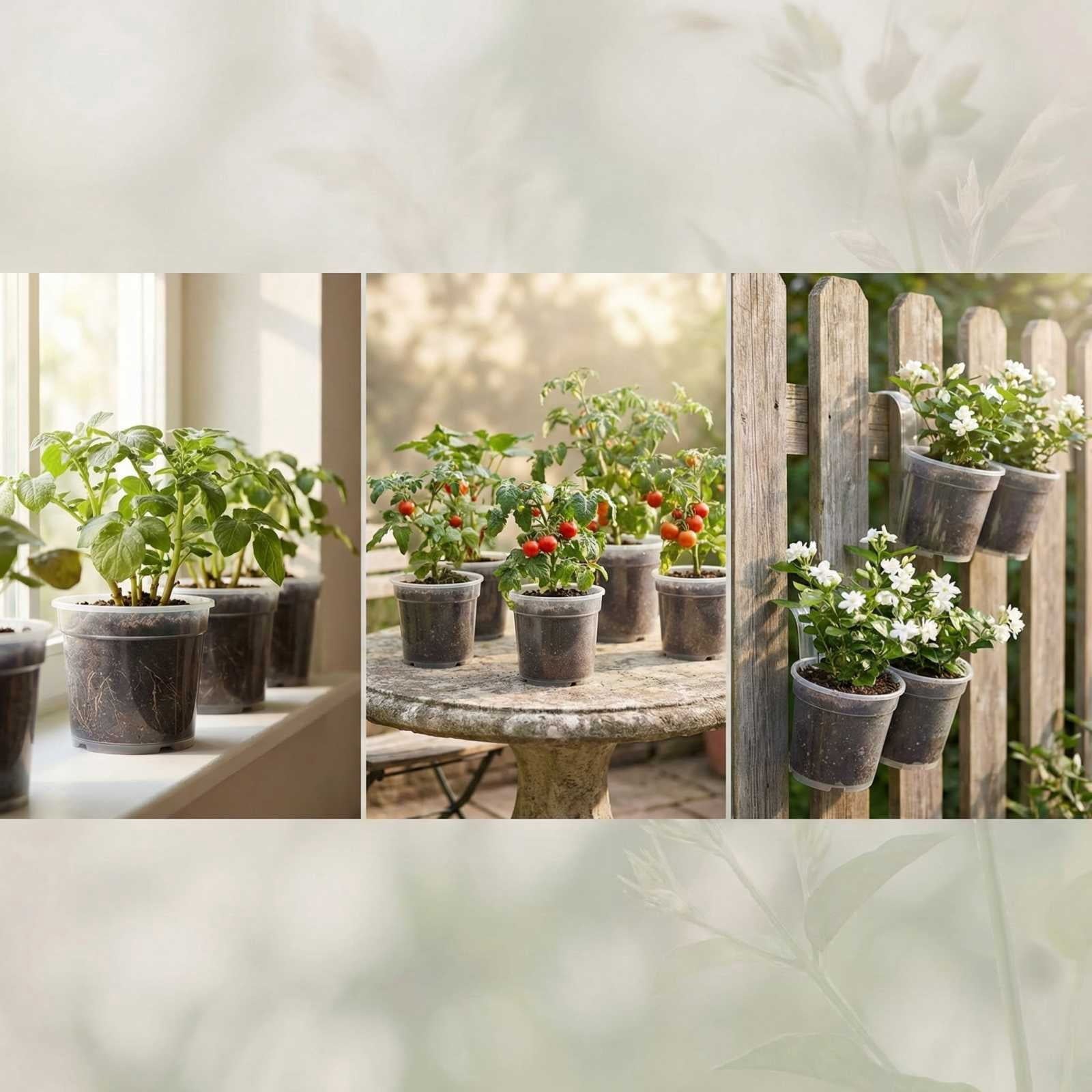 25* Self-Watering Planters, 3/4/5/6/7 Inch Sizes (5 Each), Plant Pots For Indoor Outdoor Gardening, Automatic Water Absorption Containers For Flowers Succulents Herbs