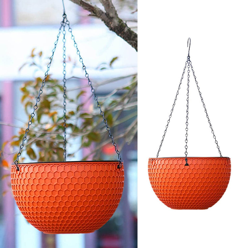 Self Watering Hanging Basket Planter, Hydroponic Flower Pot with Rope Wick System and Detachable Gondola, Plastic Balcony Ceiling Pot for Succulents Ivy Ferns Indoor Outdoor