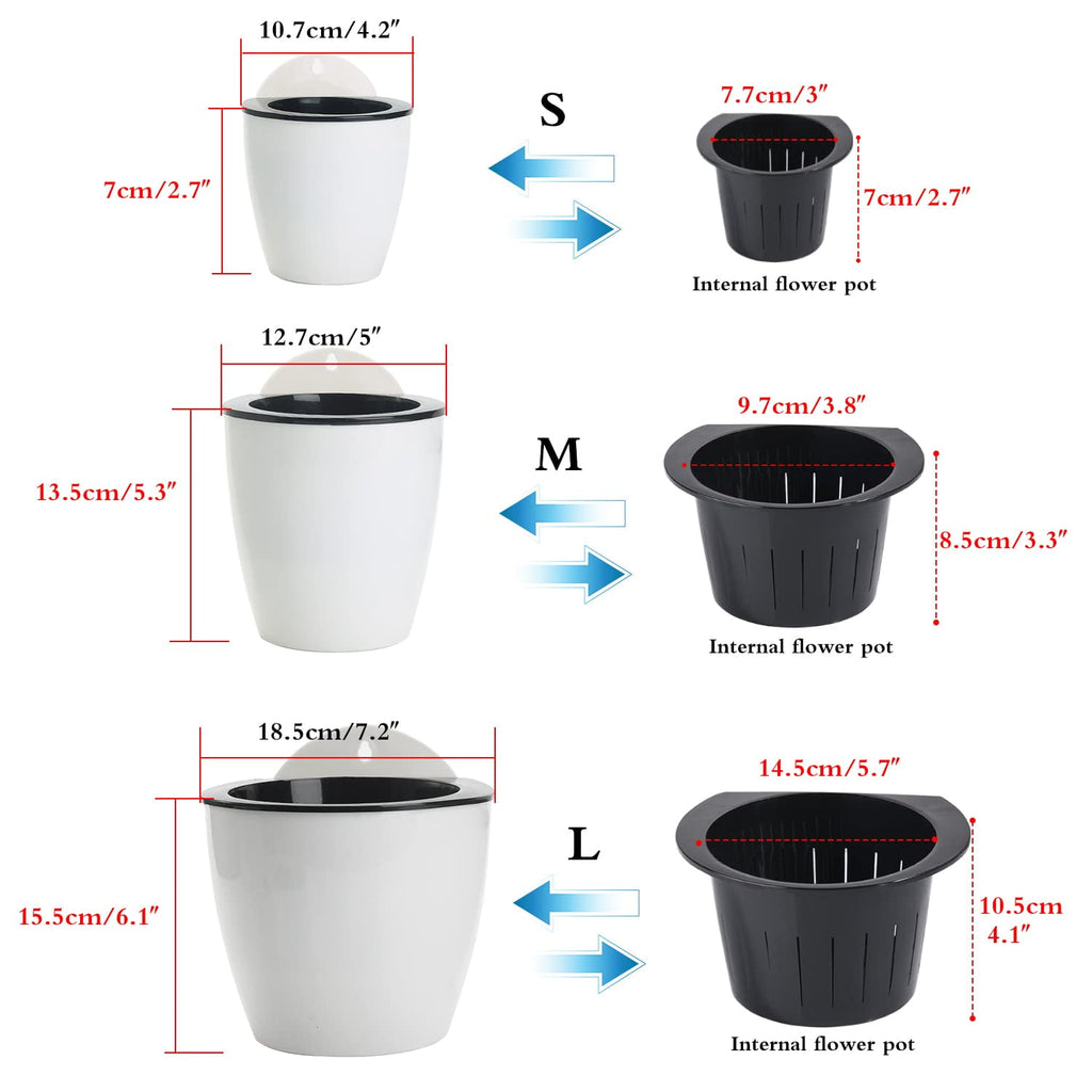 Sungmor Self Watering Wall Planter - Modern White & 3PC Pack & Large Size - Indoor Outdoor Vertical Flower Pot - Wall Mounted Window Hanging Pot - Water Storage Space Design Container