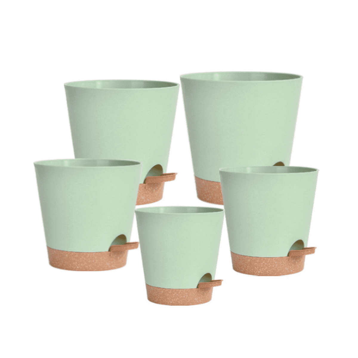 Qtmnekly 5 Pack 5 Inch Self Watering Pots for Indoor Plants, Flower Pots Planter with Drainage Holes and Wick Rope White