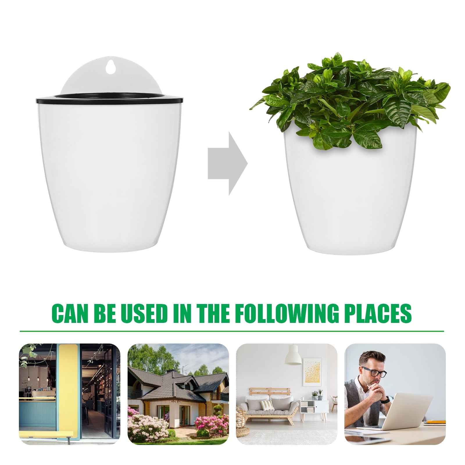 7pcs Round Self Watering Planter Plant Pot Hanging Plant Container