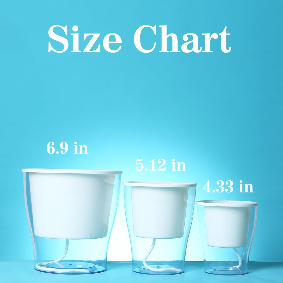 5 Packs 4.3 Inches Clear Self Watering Planters Plastic Self Watering Pots Wick Flower Pots for Indoor Plants, African Violet, Ocean Spider Plant, Orchid, Clear and White