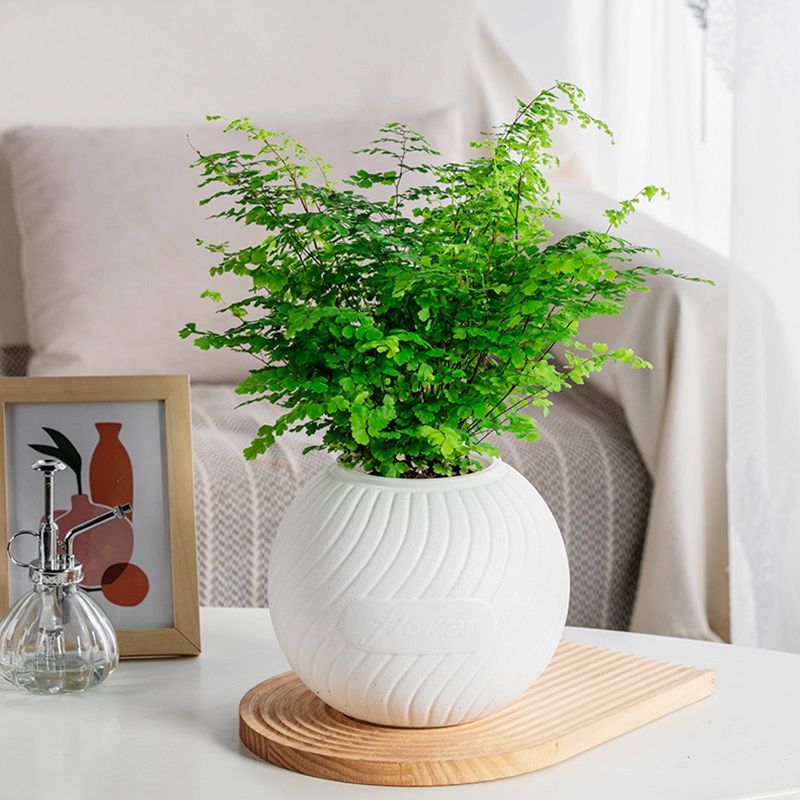 Fwttom Plant Pots, Plastic Self Watering Pots for Indoor Plants, Planter Container for Windowsill Balcony Home Decoration, White