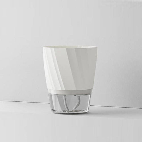 1 Pcs Self Watering Planters with Drainage Holes, Plastic Plant Pots with Deep Clear Reservoir, Modern Decorative Planter Flower Pot for Indoor Outdoor Garden Flowers Plants(White+XL)