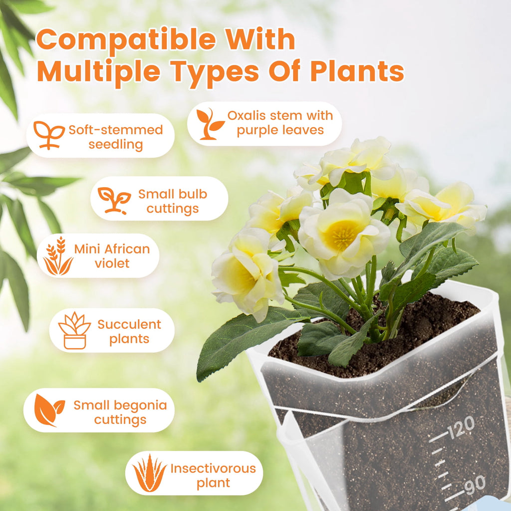 12 Pack Self Watering Pots for Indoor Plants,Plastic Planters with Absorbent Cotton Wick,Semi Hydroponic Containers for Propagation,Cuttings,Seedlings