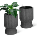 14.2"Tall Planters Set of 2,Indoor Self Watering Planter with Built-in Drainage and a Water Level Monitor for Patio,Porch,Living Room