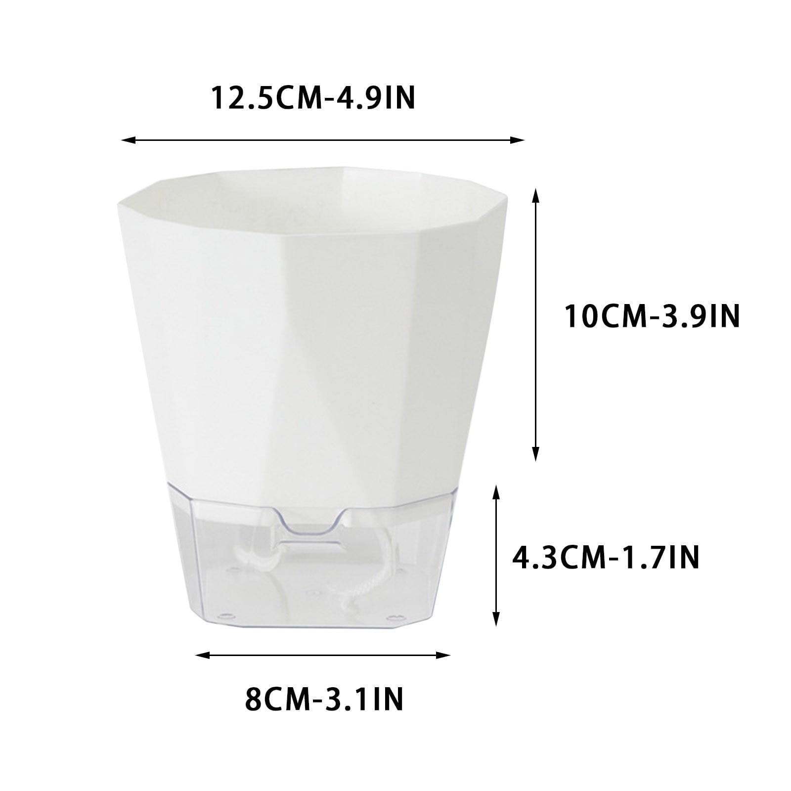 Ywbawe Automatic Self-Watering Planter, Clear Plastic Greenery Pot with Water Reservoir for Indoor Outdoor Greenery, 1-Pack
