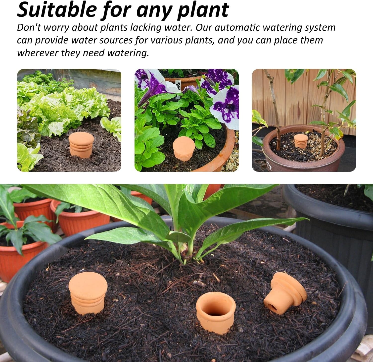 8pcs Ollas Self Watering Terracotta Planter Terra Cotta Clay Watering Spikes for Indoor Outdoor Plants - Large Reservoir Bulbs