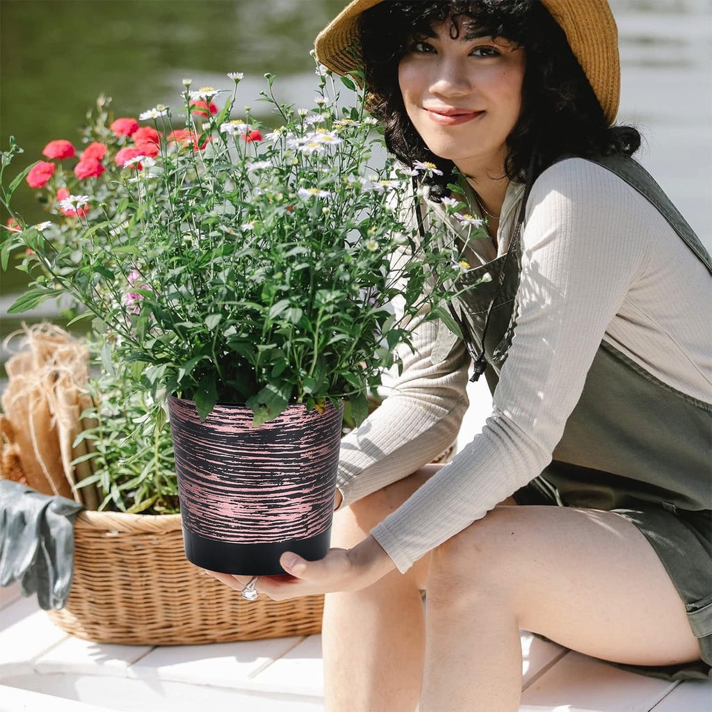 Self-Watering Plastic Flower Pot With Reservoir For Indoor Outdoor Plants Automatic Plant Watering System For Herbs Succulents Flowers Easy Care Planter Garden