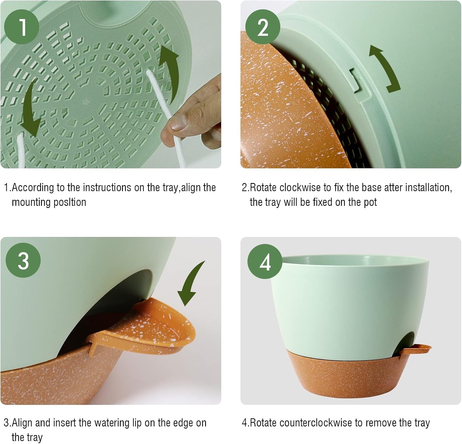 10 inch Self Watering Planters, 2 Pack Large Plastic Plant Pots with Deep Reservior and High Drainage Holes for Indoor Outdoor Plants and Flowers, Black with Terracotta