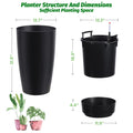 22" Tall Planters Set of 2,Outdoor Indoor Self Watering Pots with Built-in Drainage & Water Level Monitor,Perfect for Patio, Balcony, Living Room