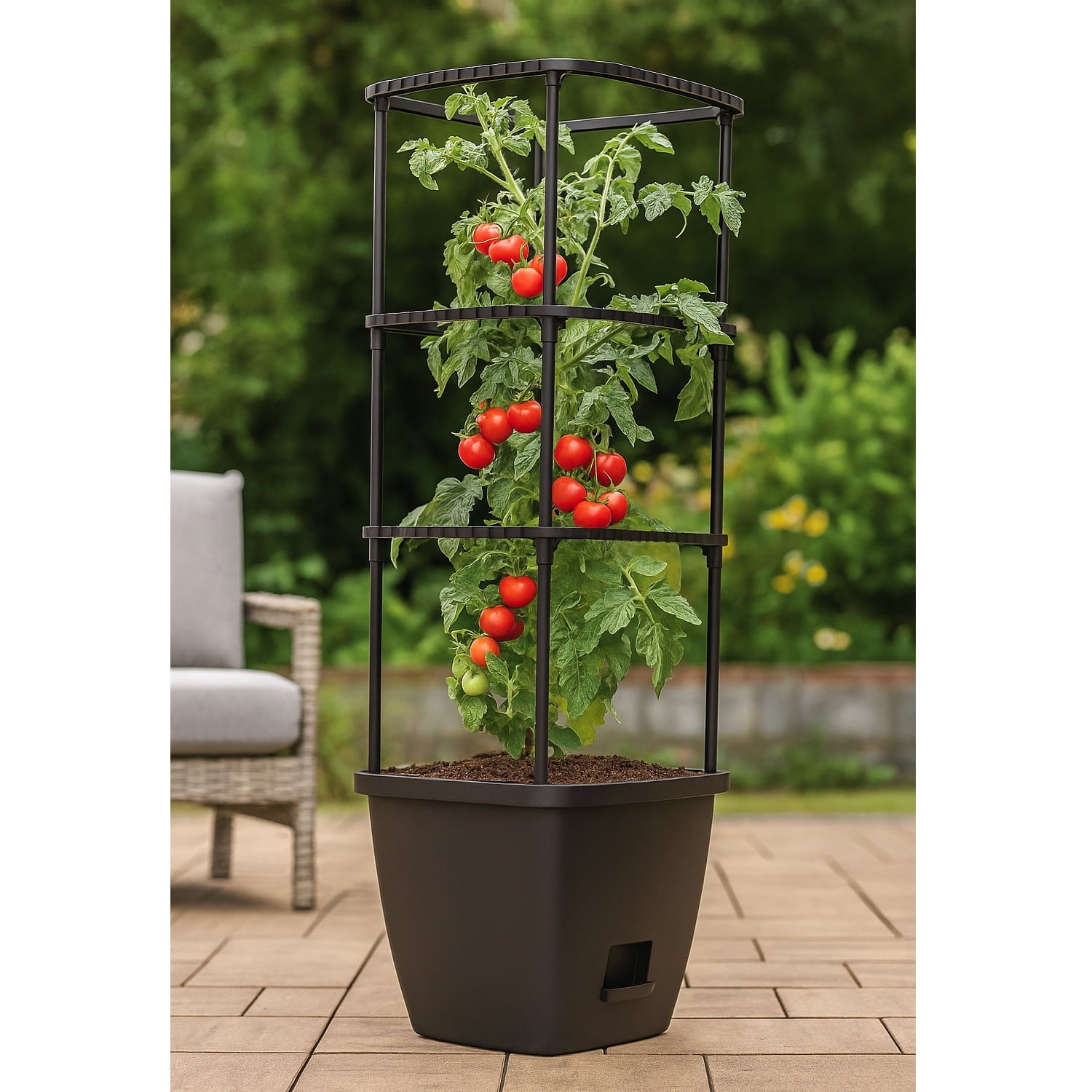 Harvest Bloom Garden Planter with Self-Watering System and Adjustable Trellis for Your Outdoor Balcony, Patio, or Backyard Garden by NuVue Products