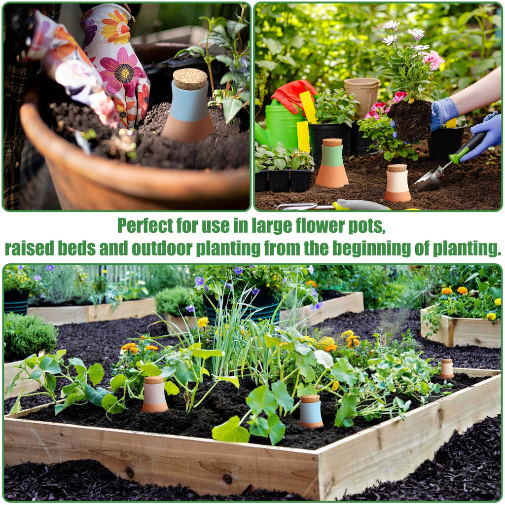 4 Pcs Ollas Terracotta Watering Pots Large, Self Watering Planter Insert Olla Watering System for 1-Week Easy to Refill, Clay Plant Watering Globes for Outdoor & Indoor Plants