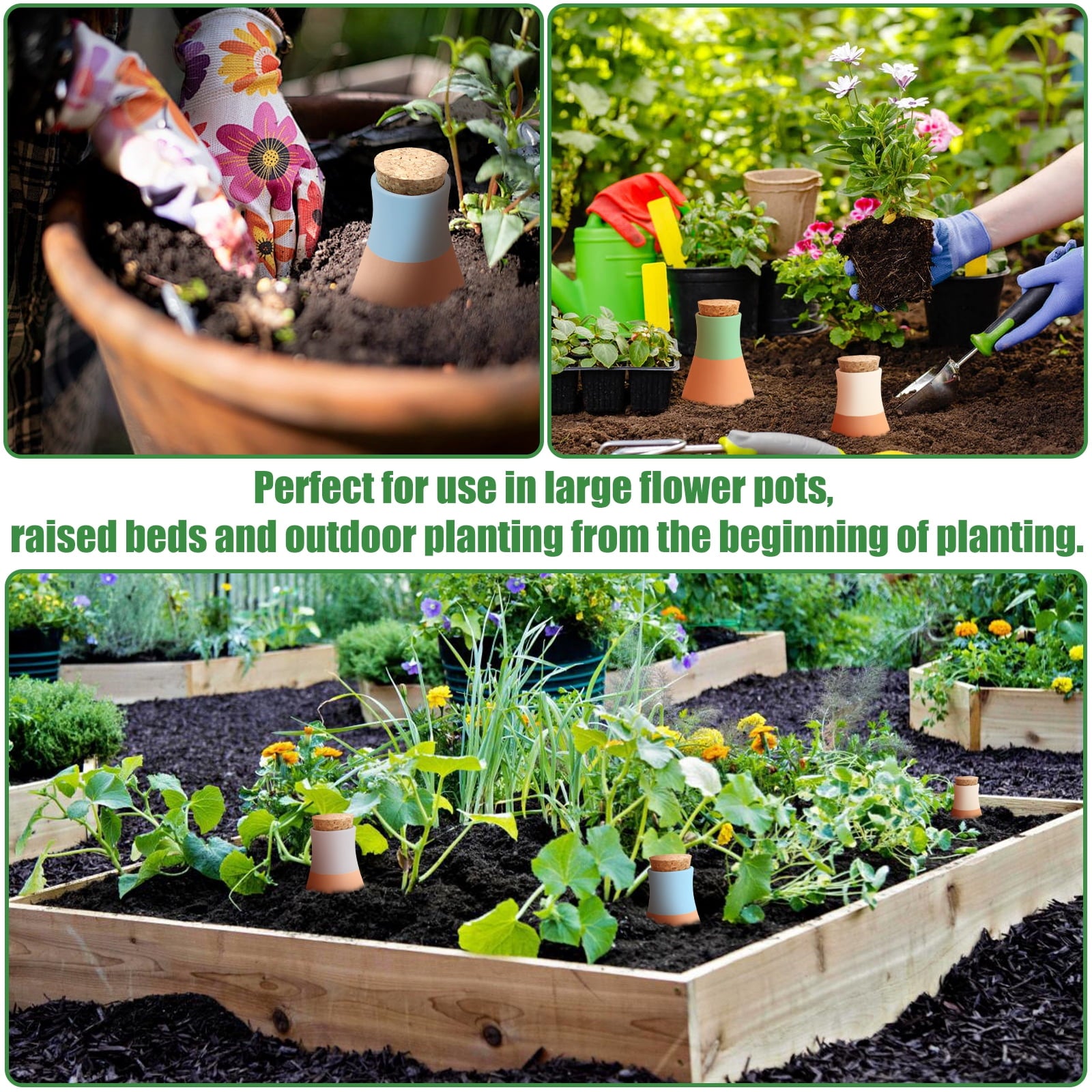 4 Pcs Ollas Terracotta Watering Pots Large, Self Watering Planter Insert Olla Watering System for 1-Week Easy to Refill, Clay Plant Watering Globes for Outdoor & Indoor Plants