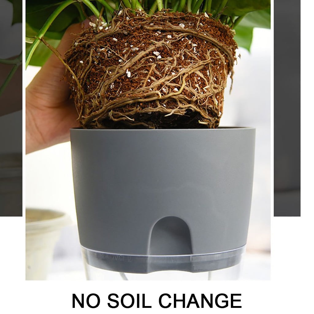 Self Watering Planter Plastic Indoor Plant Pot Hydroponic Flower Pot for Houseplants Low Maintenance Water Saving Plant Container 3.23 Inch Opening for Home Office Decor