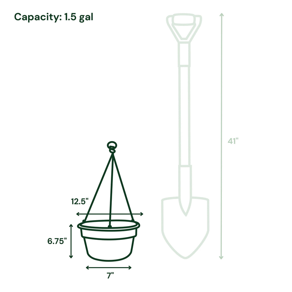 Bloem Dura Cotta 12" Terra Cotta Round Self Watering Hanging Basket Planter with Drainage with Macrame Cord Included