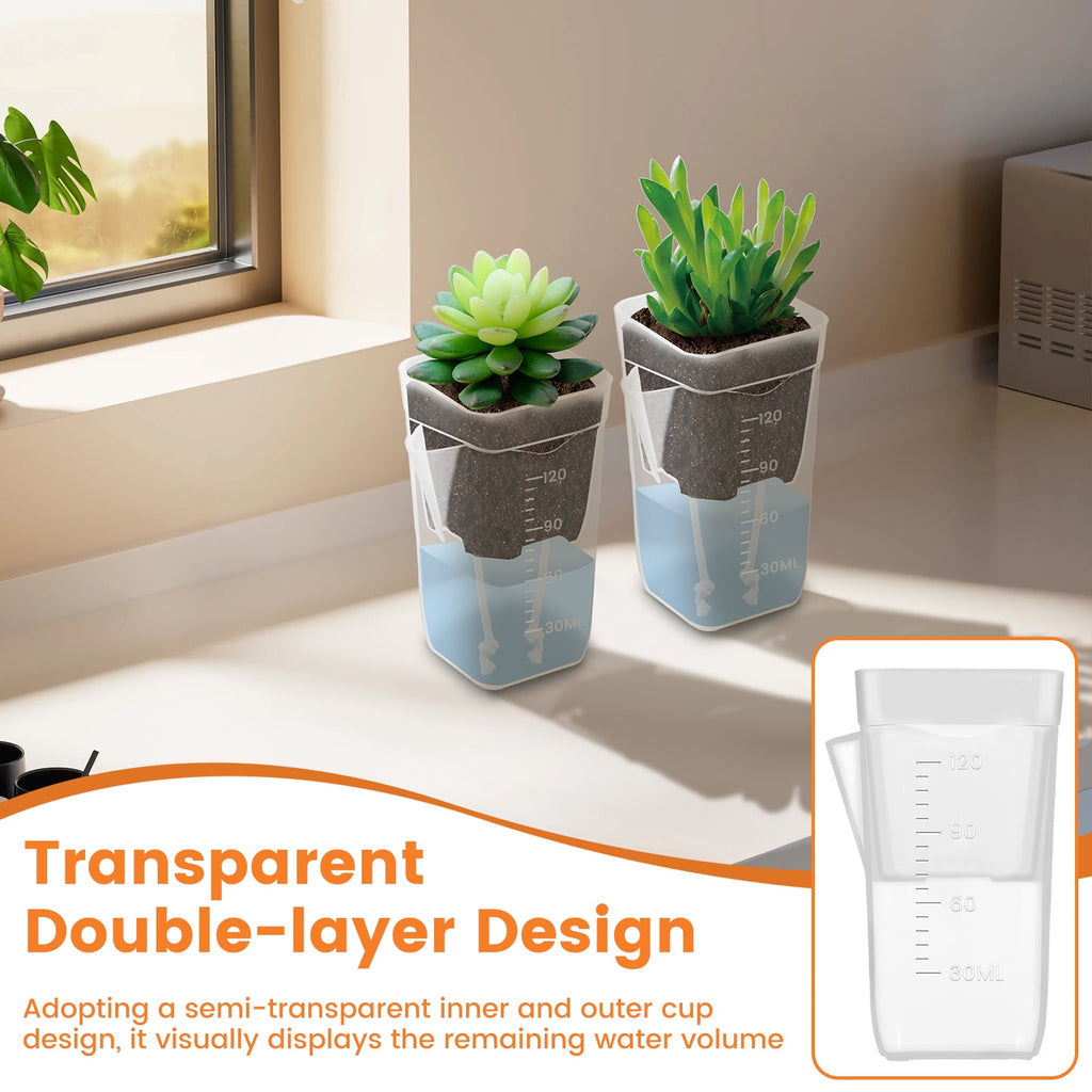 12 Pack Self Watering Pots for Indoor Plants,Plastic Planters with Absorbent Cotton Wick,Semi Hydroponic Containers for Propagation,Cuttings,Seedlings