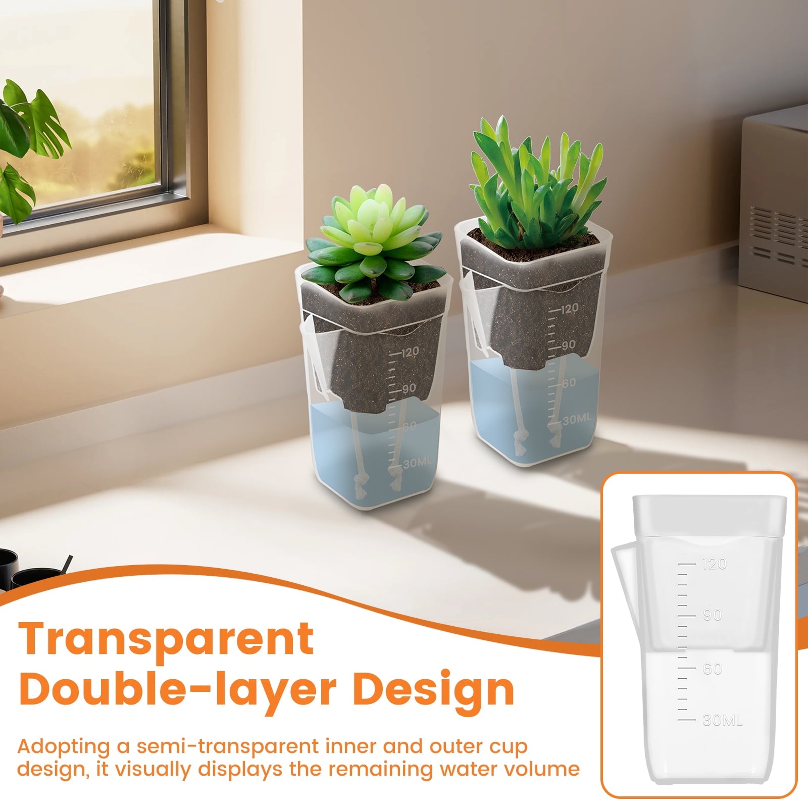 12 Pack Self Watering Pots for Indoor Plants,Plastic Planters with Absorbent Cotton Wick,Semi Hydroponic Containers for Propagation,Cuttings,Seedlings
