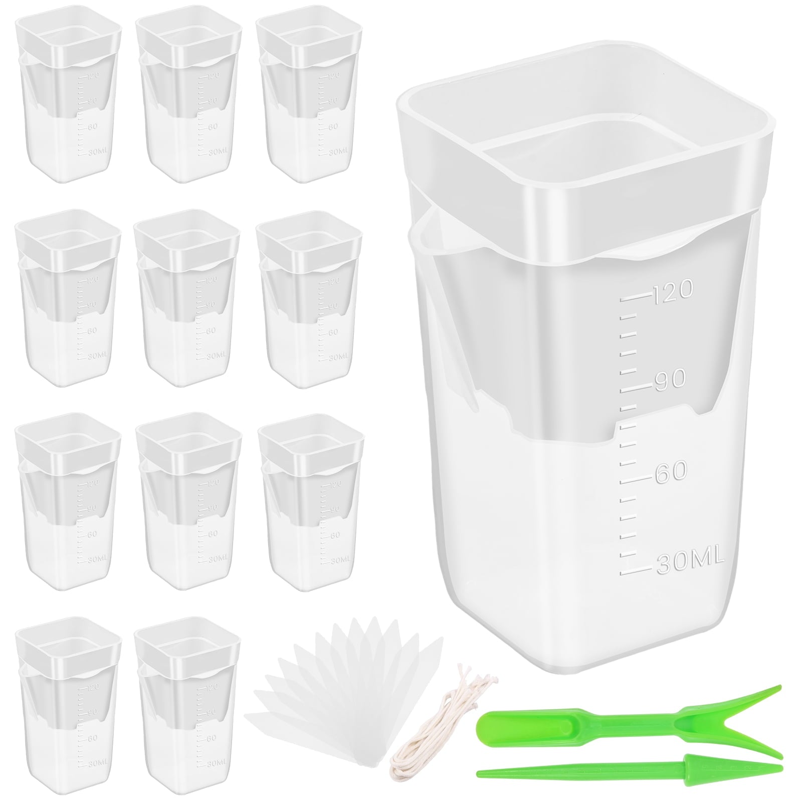 12 Pack 2" Mini Self Watering Pots for Indoor Plants Small Clear Plastic Planters Alocasia Corm Propagation African Violet Cutting Seeding Water Level Indicator Drainage Hole 12 Plant Label
