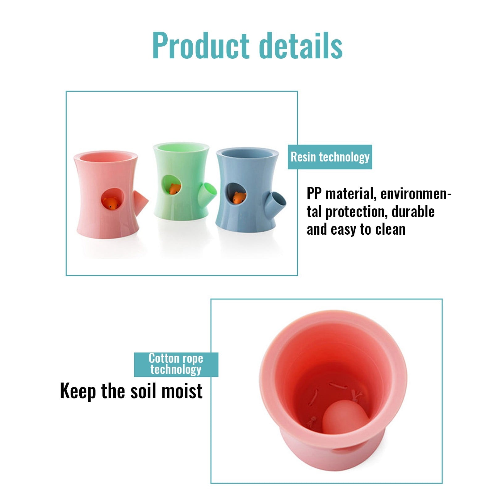 Automatic Watering Planter,Inner Hydroponics Water Saving System Flower Pot,Self Watering Plant Pot,Time Saving Garden Pot for Bedroom Office Desk Home Decor