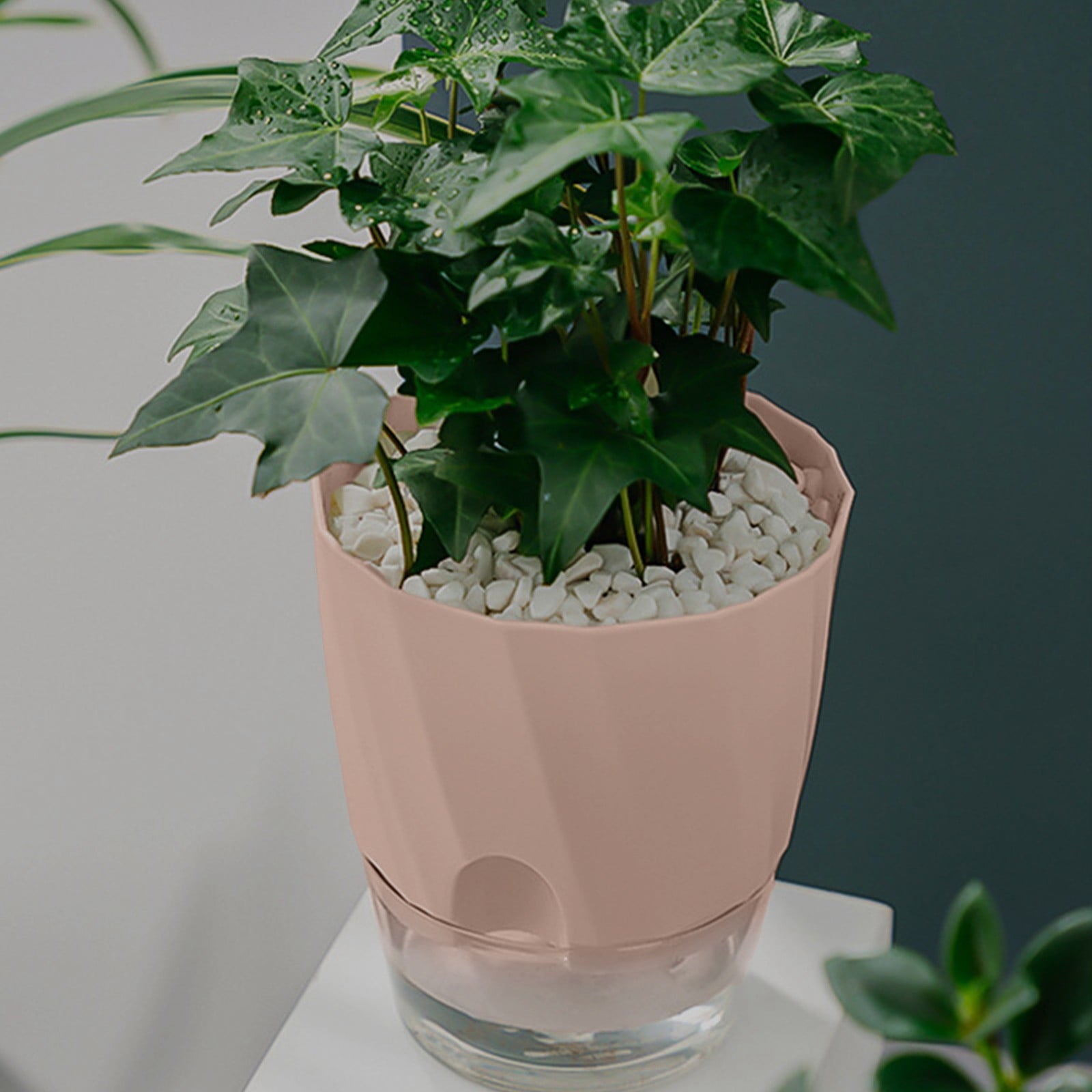 Self Watering Pots for Indoor Plants, Plastic Self Watering Plant Pots, Modern Decorative Planter, Blue Plant Pots with Absorbent Rope, 1Pcs Automatic Water Absorption Planters