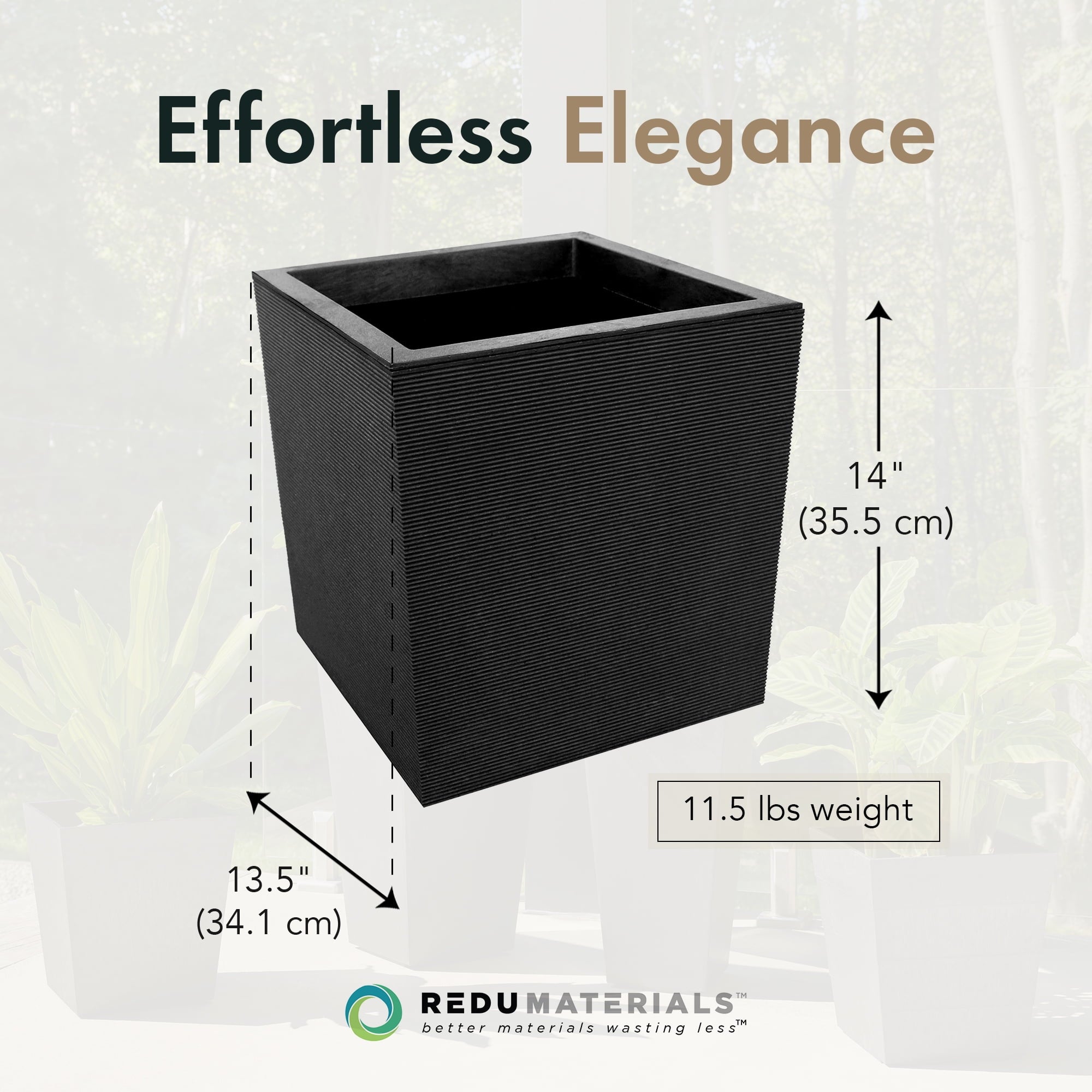 Tierra Verde Citadel Horizon Self Watering Square Planter 13.5"W x 14"H"