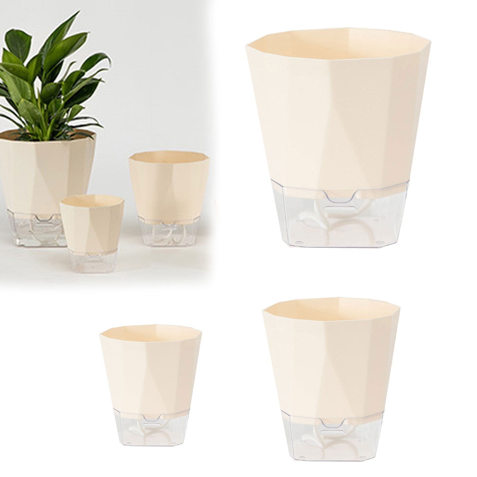 Self Watering Pots For Indoor Plants, 6.89 Inchplastic Self Watering Planter Pots With Wick Rope And Reservoir For Indoor Plants, African Violets, Herbs, Gardening Pots, Planters & Accessories,White