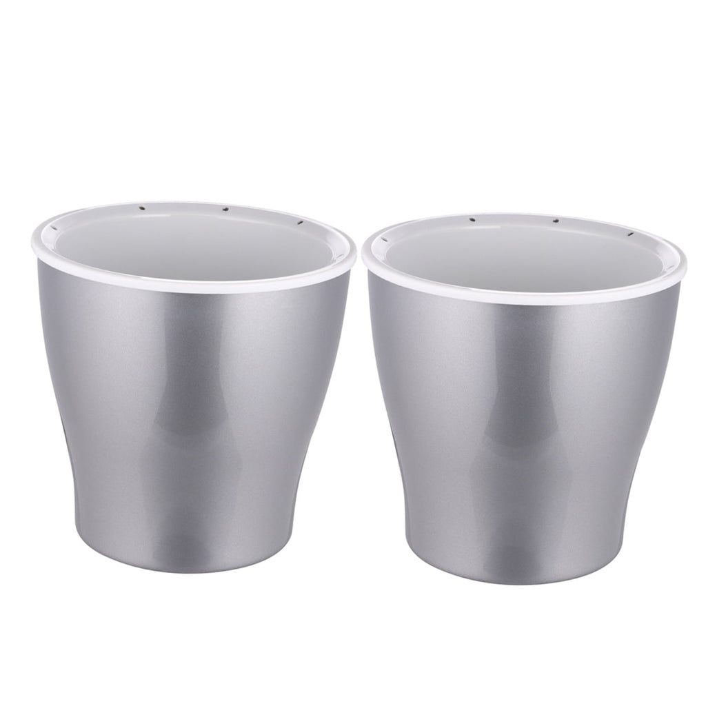 PAMINGONO 2Pcs Plastic Planter Self Watering Flowerpot for Succulent and Cactus Plants Silver Durable Design