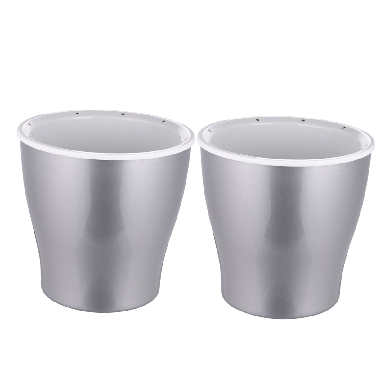 PAMINGONO 2Pcs Plastic Planter Self Watering Flowerpot for Succulent and Cactus Plants Silver Durable Design