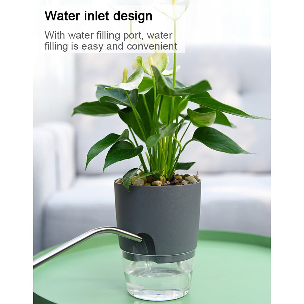 Self Watering Planter Plastic Indoor Plant Pot Hydroponic Flower Pot for Houseplants Low Maintenance Water Saving Plant Container 3.23 Inch Opening for Home Office Decor