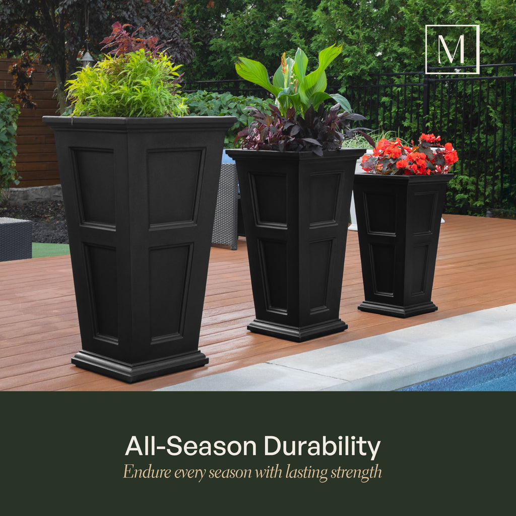 Mayne Fairfield 16” x 16” x 28” Square Tall Espresso Self Watering Plastic Planter
