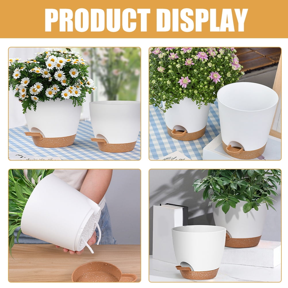 Worgeous  3 Pcs Bottom Watering Pots for Indoor Plants Planter Self Garden