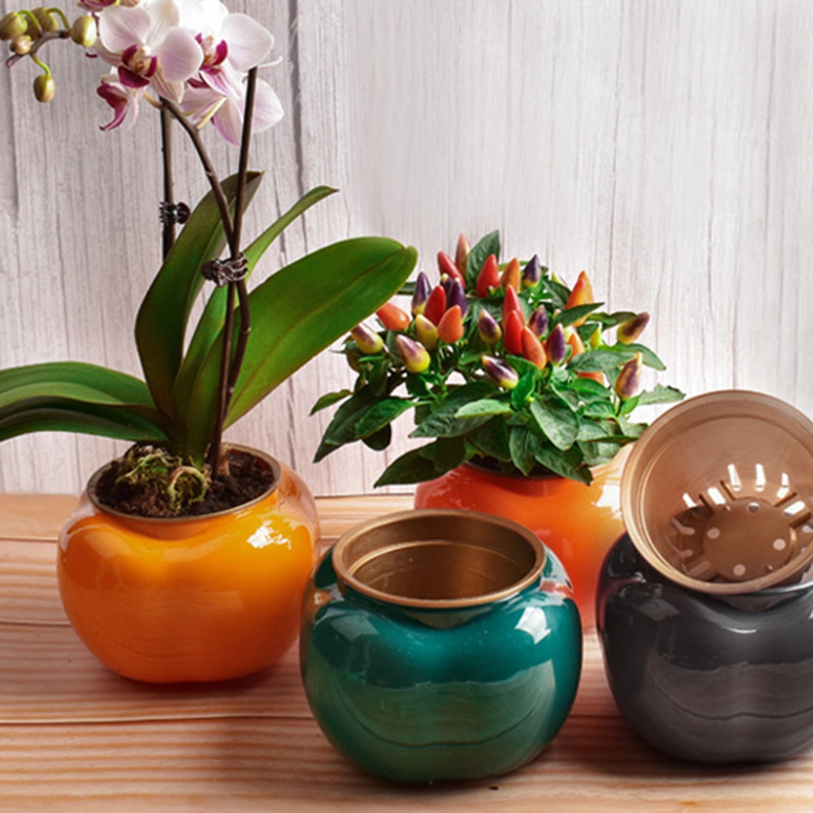 Visland Self Watering Planter, Self Watering Pot for Indoor Plants Wicking Pots, Vitange Decorative Planter Pot for House Plants Succulents