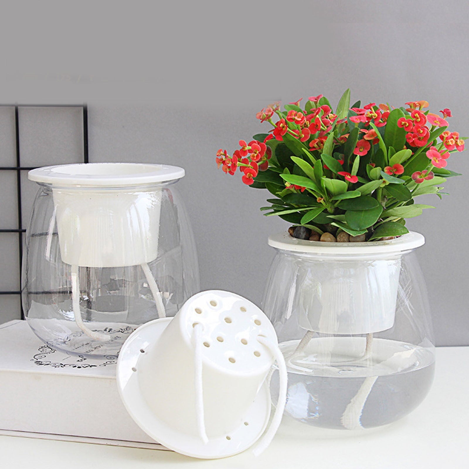 1Pc Hydroponic Flower Pot Clearance! Nomeni Self Watering Planter Violet Pots Clear Plastic Automatic Watering Planter Flower Pot Pot for All House Plants, Garden Decor Promotion Sale!