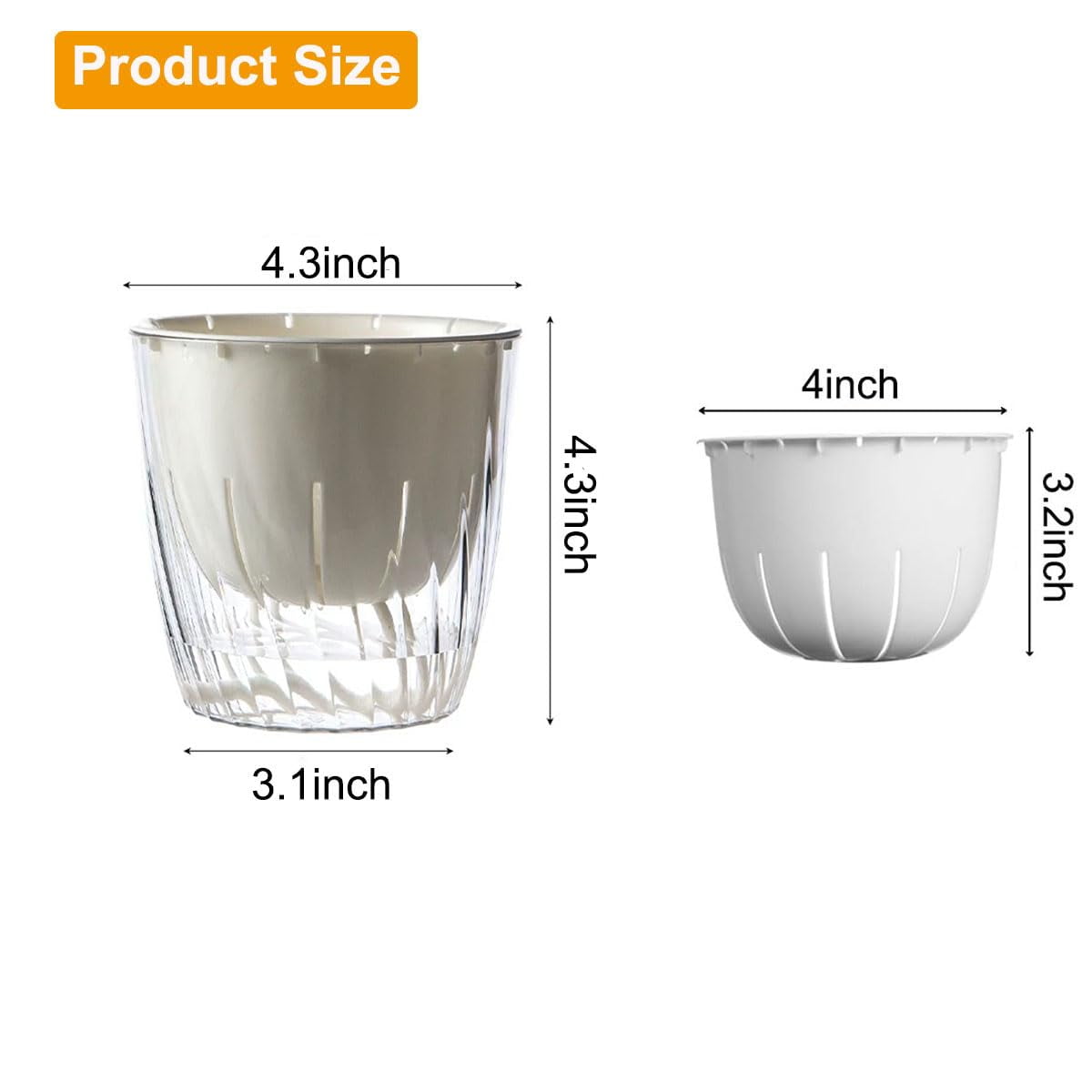 4Pcs Self Watering Planters, 4.53inch Transparent Flower Pots for Indoor Plants, Perfect for African Violet, Monstera, Succulents, Herbs & Decorative Flowers(Style 1)