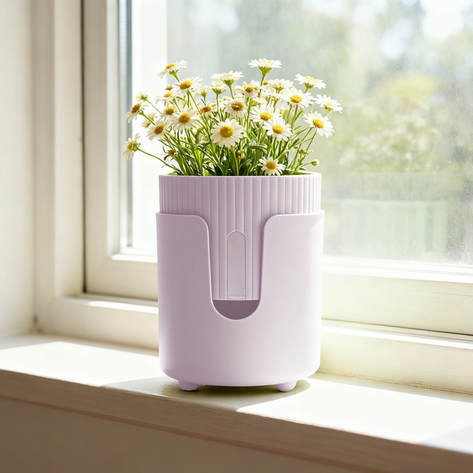 Cinvoph Self Watering Plastic Planter Breathable Desktop Flower Pot Thickened for Green Plants Potted All Season Home Decor 4.5"x6" Purple