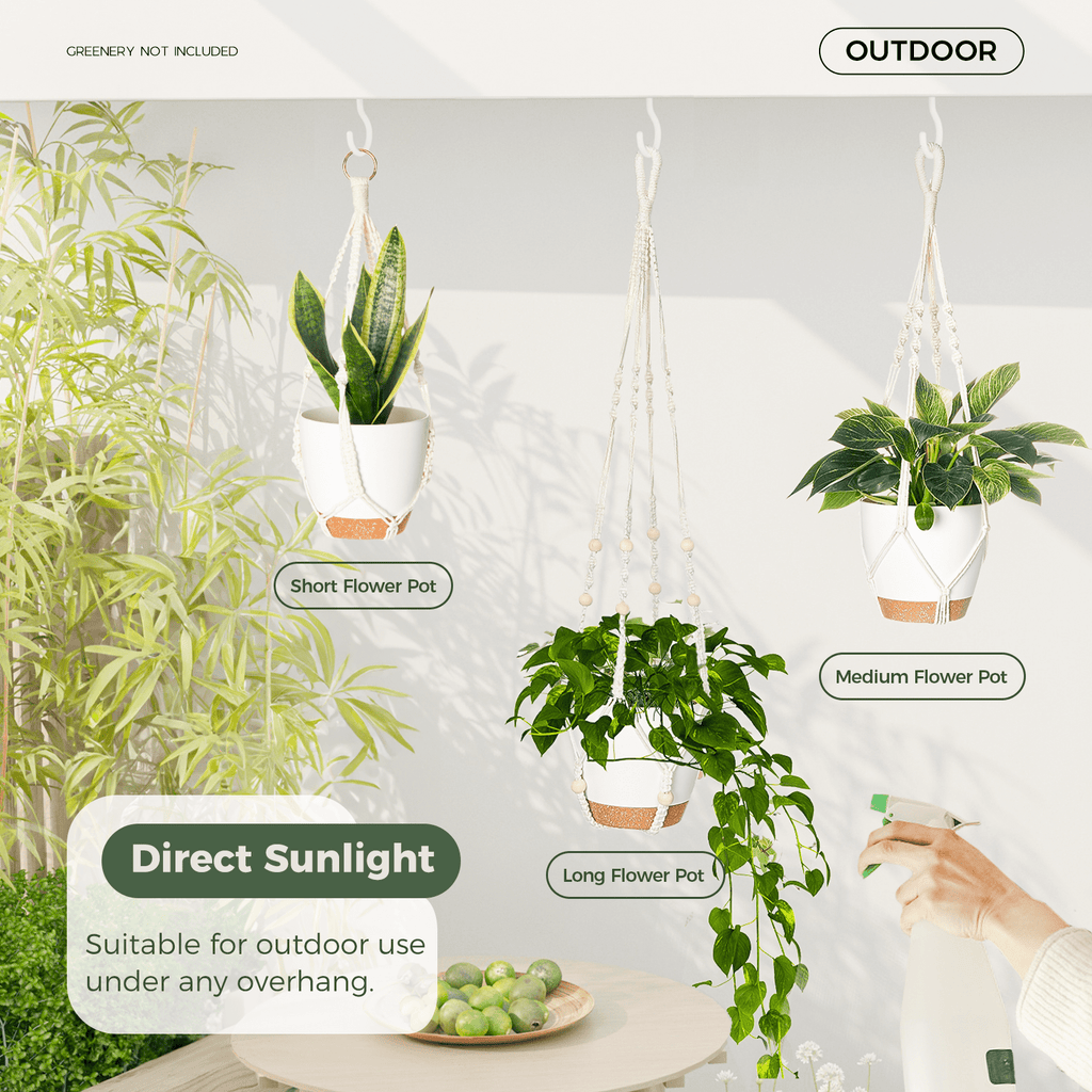 Bamworld Hanging Planters with Macrame Plant Hangers for Indoor Outdoor Plants 3 Set Self Watering Pots Hanging Baskets Flower Pot Holders 3 Different Size