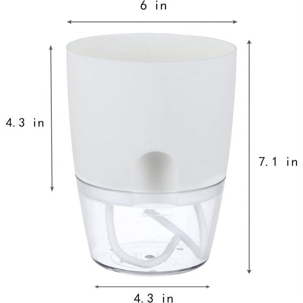 6 Pack Self Watering Pots for Indoor Plants, Self-Watering Planters Box Transparent,Plastic Planter Pot for Spider Plant, Orchid for Home & Office. African Violet Pot for Outdoor Plants (6”)