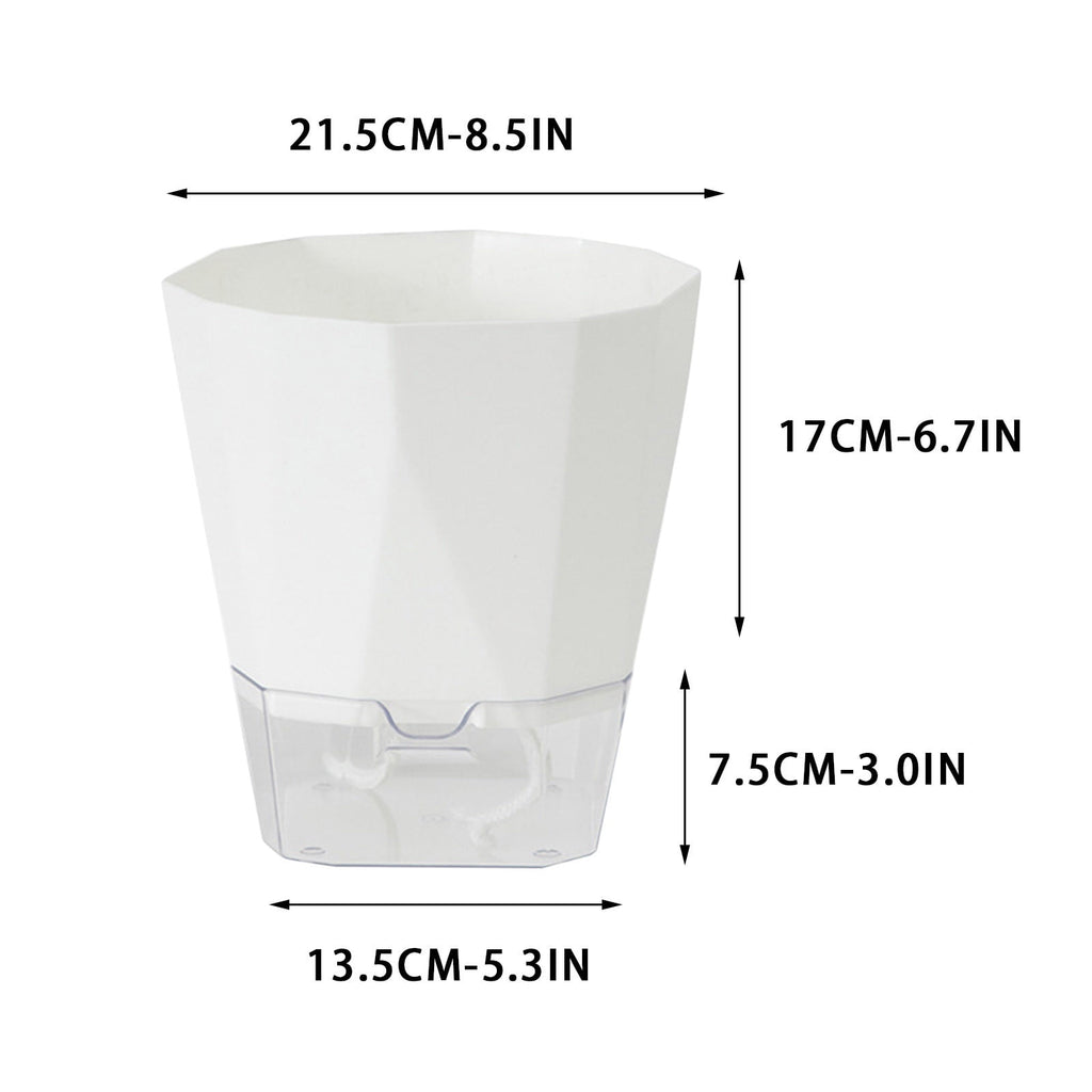 Harlier 8.5 Inch Transparent Plant Pots, Self Watering Flower pots, Large Plastic Planters with Deep Reservior and High Drainage Holes for Indoor Outdoor Plants and Flowers, White