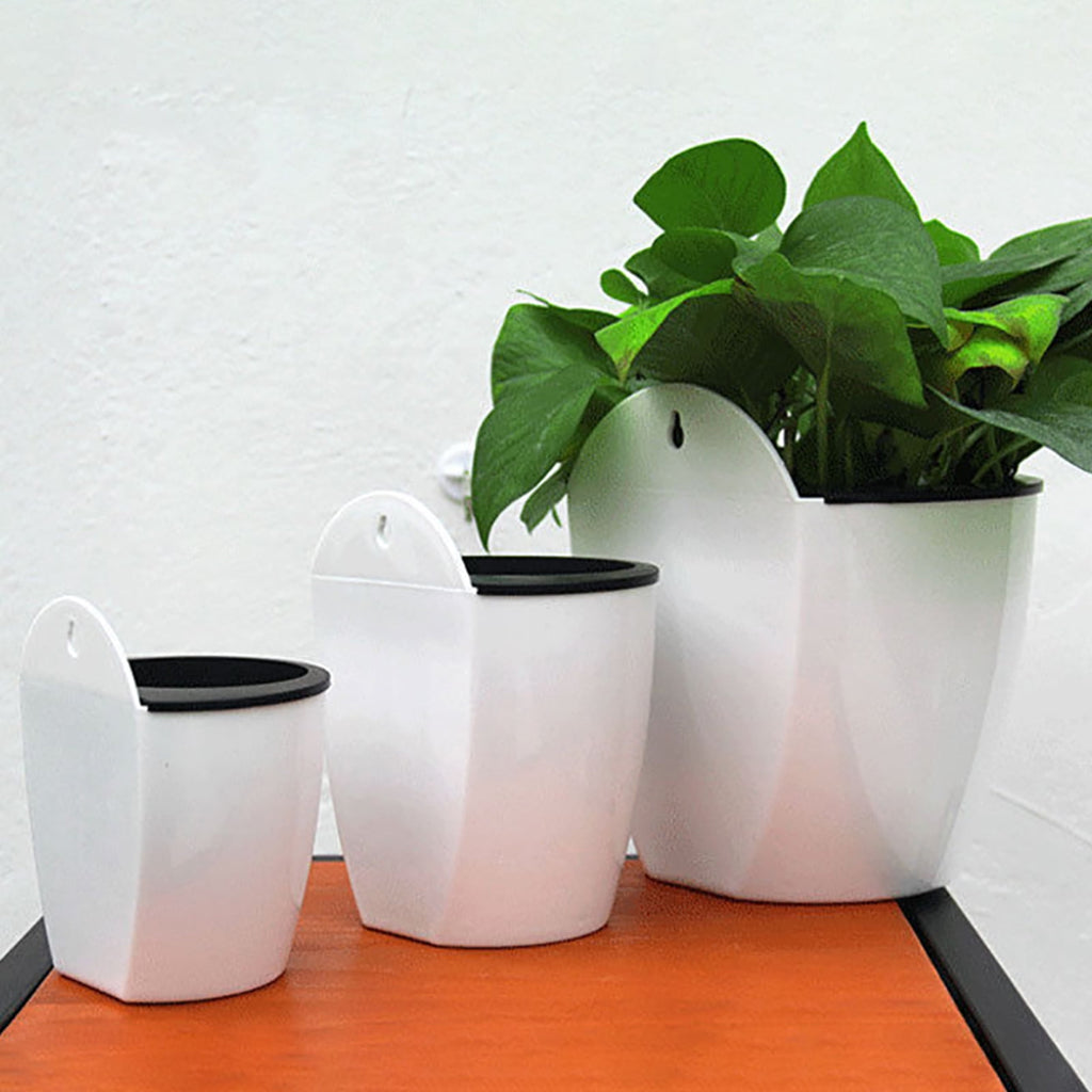 Travelwant Modern Wall Mountable Self Watering White Planter Pots