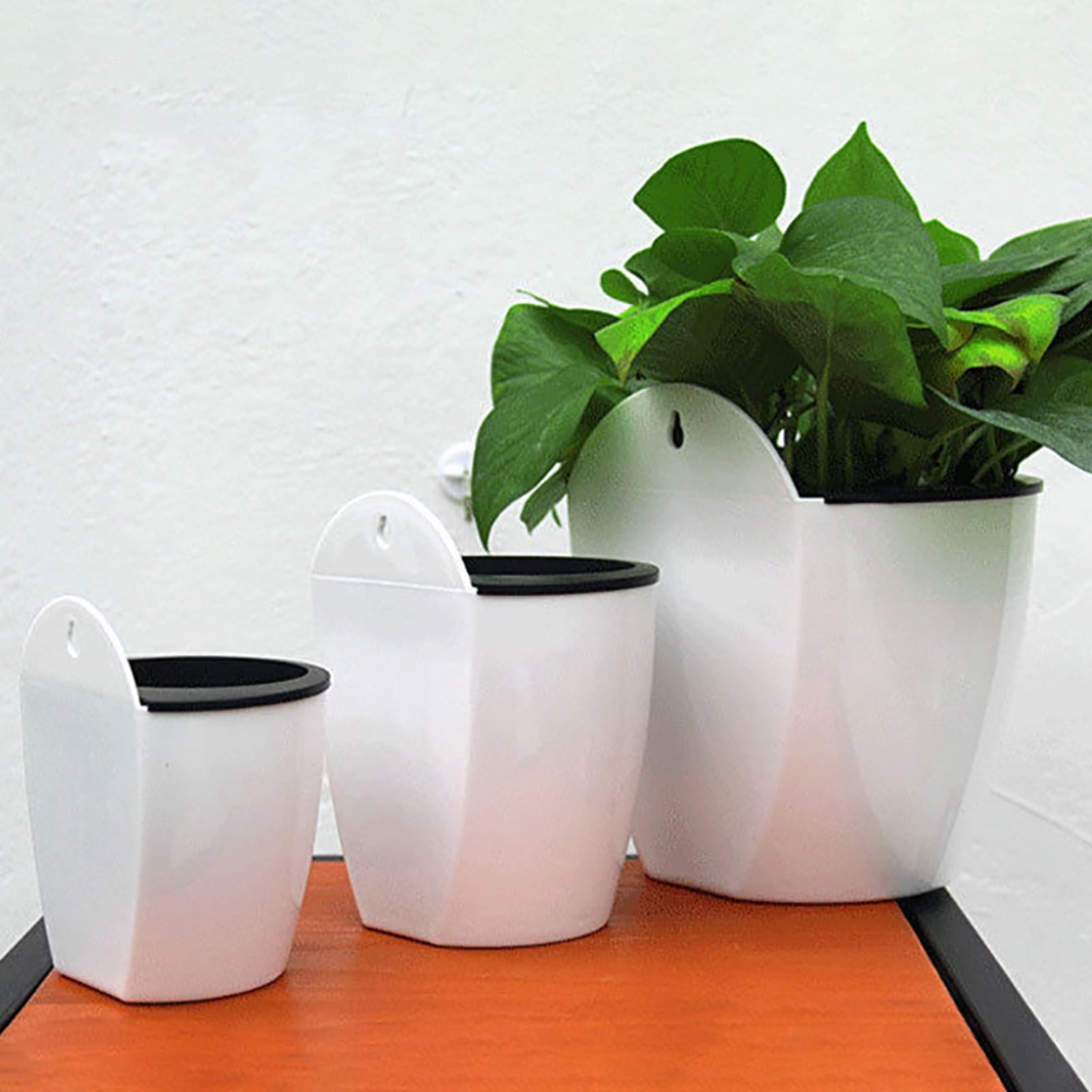Travelwant Modern Wall Mountable Self Watering White Planter Pots