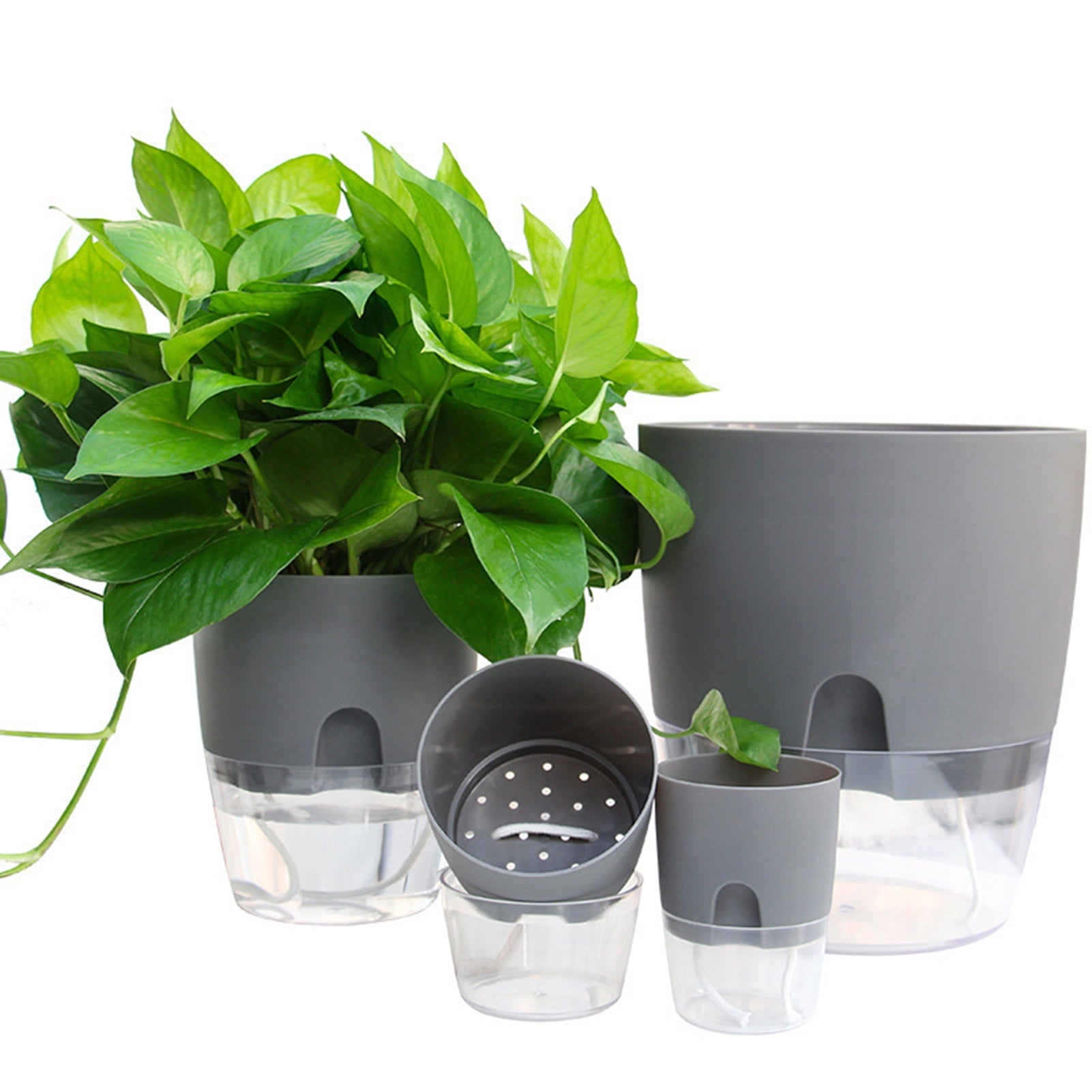 Travelwant Self Watering Planters Plant Pots Self Watering Pots Planters for Indoor Plants Plastic Flower Pot with a Watering Bottle