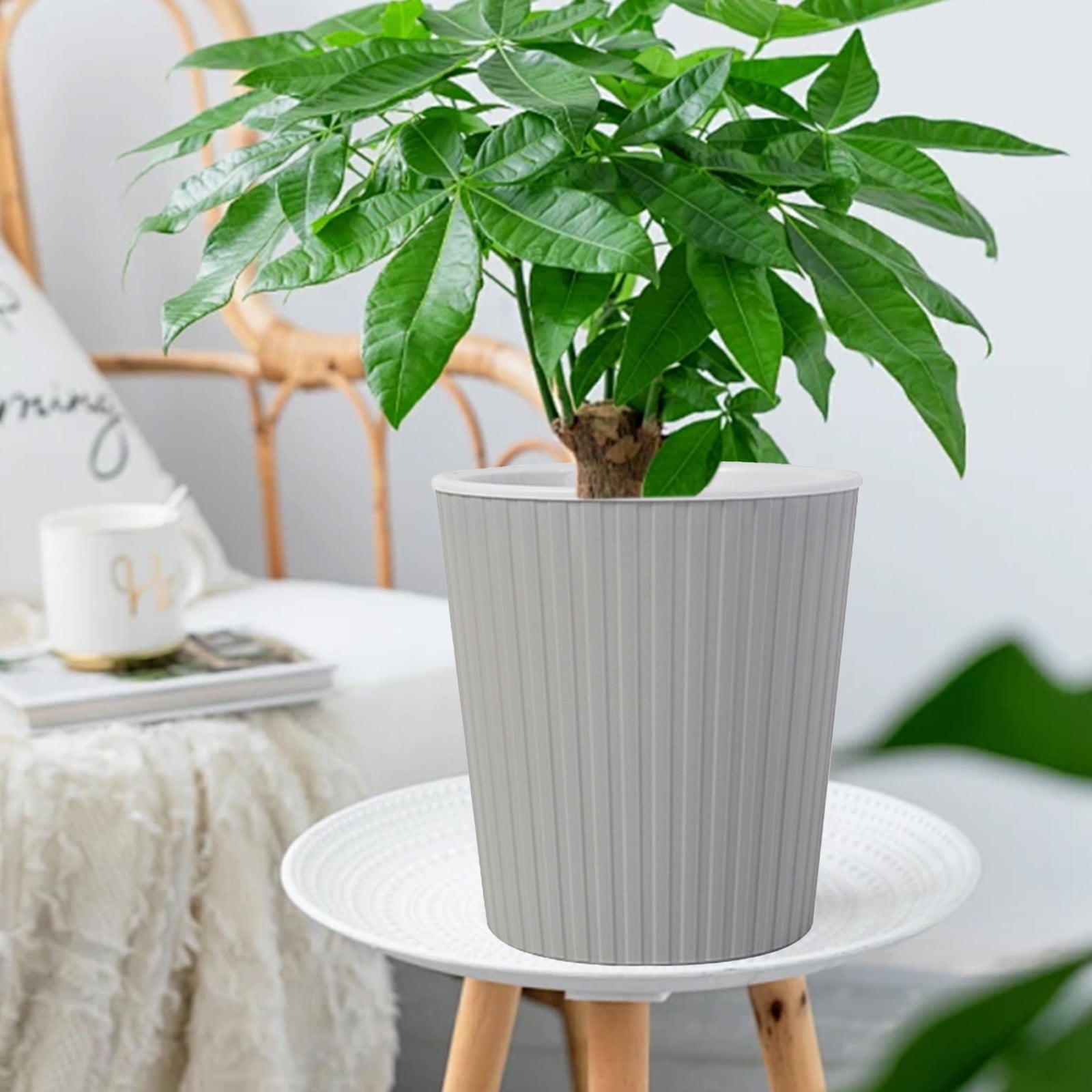 ToyKingdee Automatic Water Absorbing Plastic Flower Pot, Self-Watering Circular Planter for Indoor & Outdoor Plants