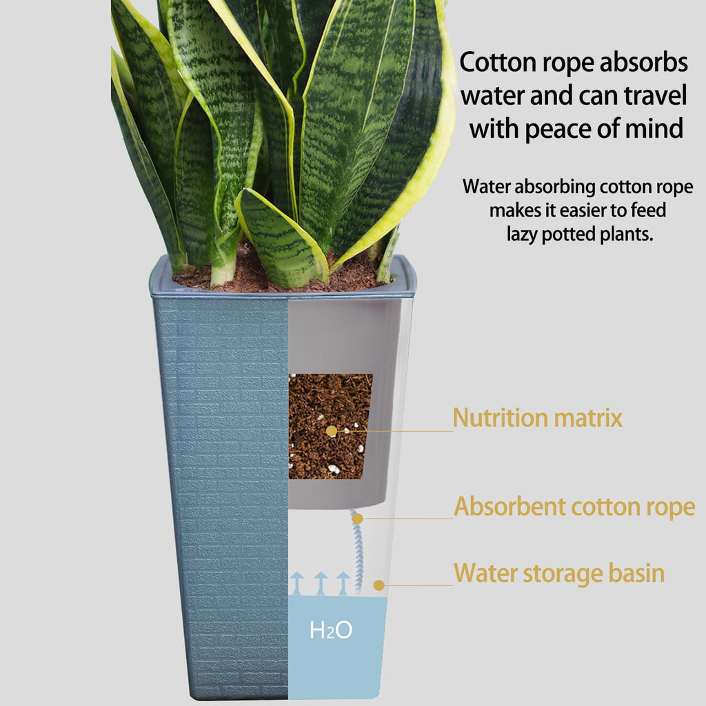 Planter Pot Self Watering Planter Tall Flower Pots Square Planters for Outdoor Plants Large Tall Planter Modern Planter with Drainage Holes Indoor Outdoor Self Watering Plants Planter for Home Office