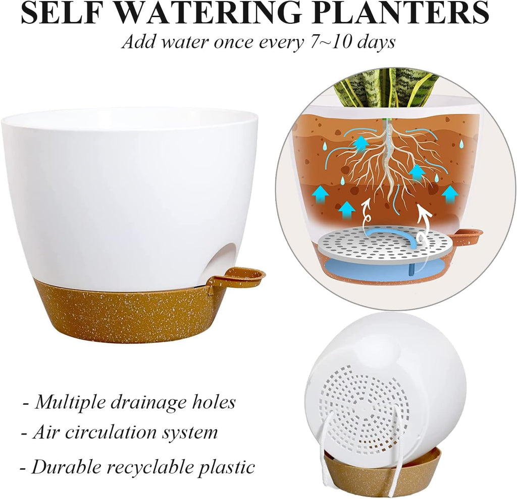 Bamworld Hanging Planters with Macrame Plant Hangers for Indoor Outdoor Plants 3 Set Self Watering Pots Hanging Baskets Flower Pot Holders 3 Different Size