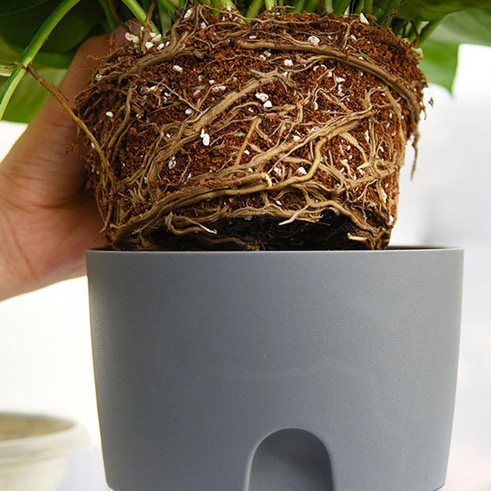 Leaveforme Self Watering Planter Pots,Resin Pots for Indoor Outdoor Windowsill Gardens, Self Aerating, Deep Reservoir