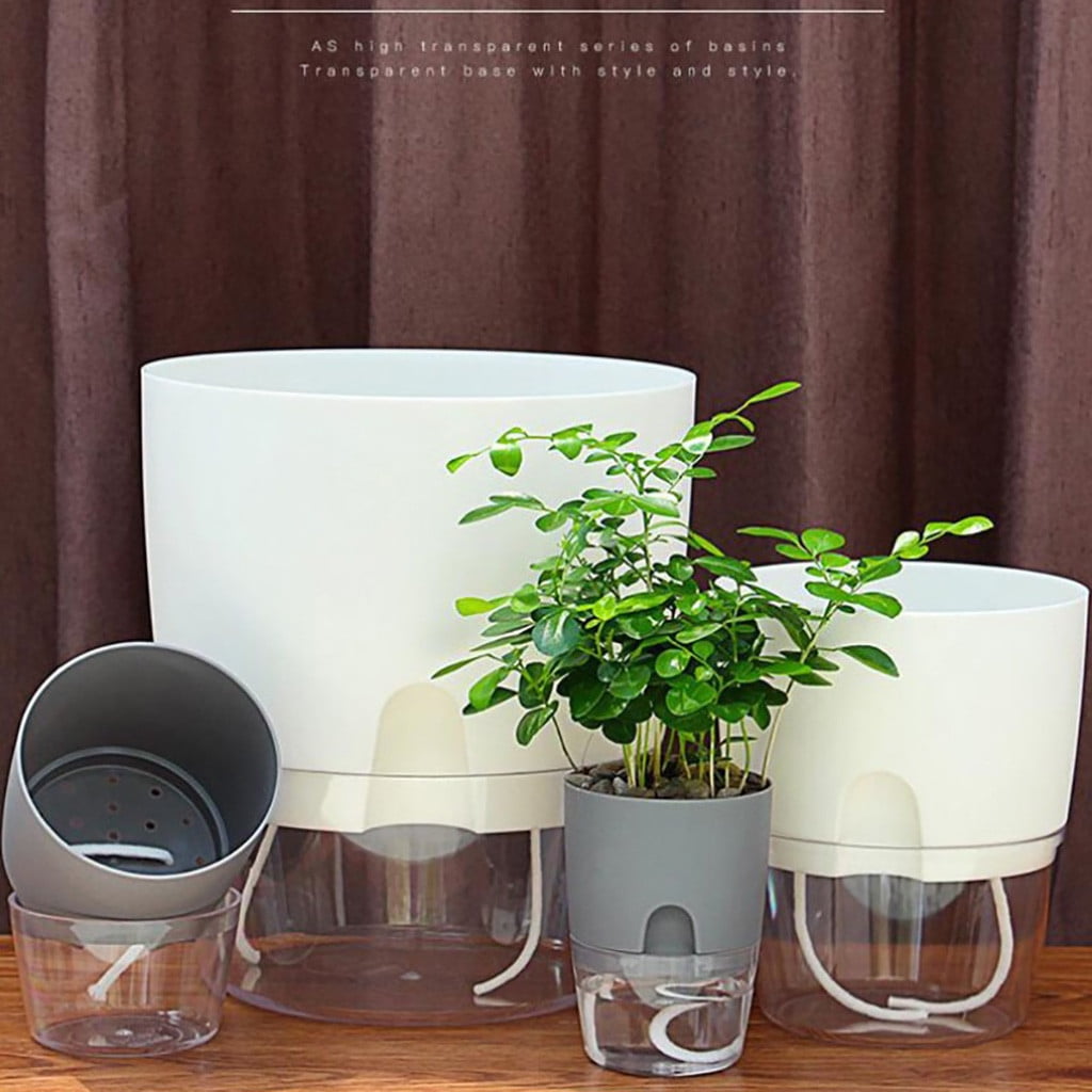 Self Watering Planter Plastic Indoor Plant Pot Hydroponic Flower Pot for Houseplants Low Maintenance Water Saving Plant Container 3.23 Inch Opening for Home Office Decor
