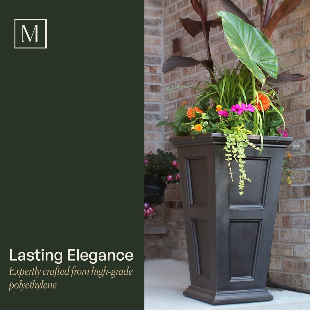 Mayne Fairfield 16” x 16” x 28” Square Tall Espresso Self Watering Plastic Planter