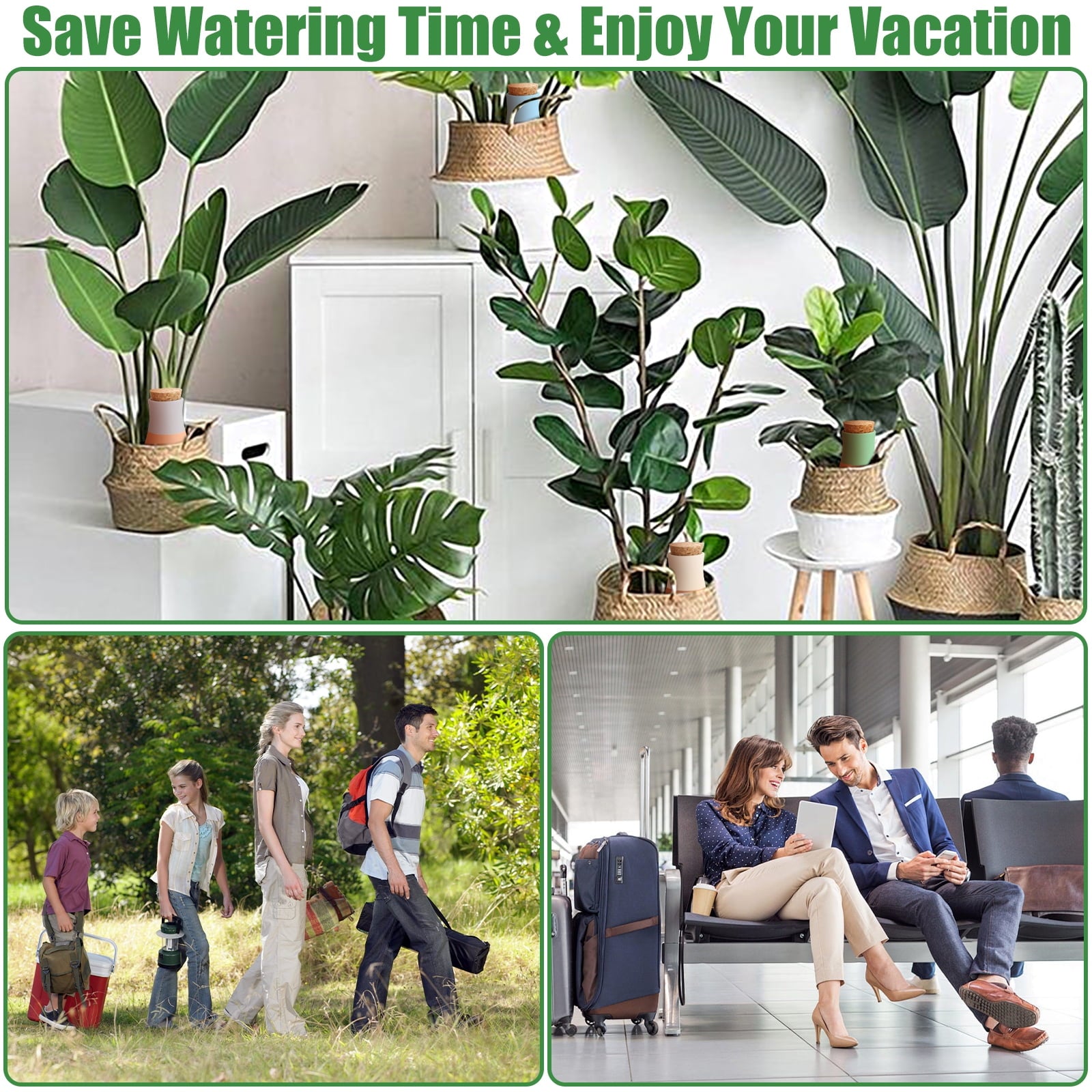 4 Pcs Ollas Terracotta Watering Pots Large, Self Watering Planter Insert Olla Watering System for 1-Week Easy to Refill, Clay Plant Watering Globes for Outdoor & Indoor Plants
