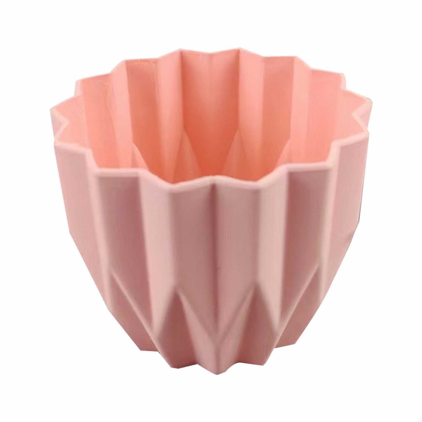 Ljxge Style Striped Plastic Faux Ceramics Flower Pot 2.4 in Modern Round Succulent Pots with Stripe Texture Small to Medium Sized Flowerpot for indoor House Plants and Flowers Herbs
